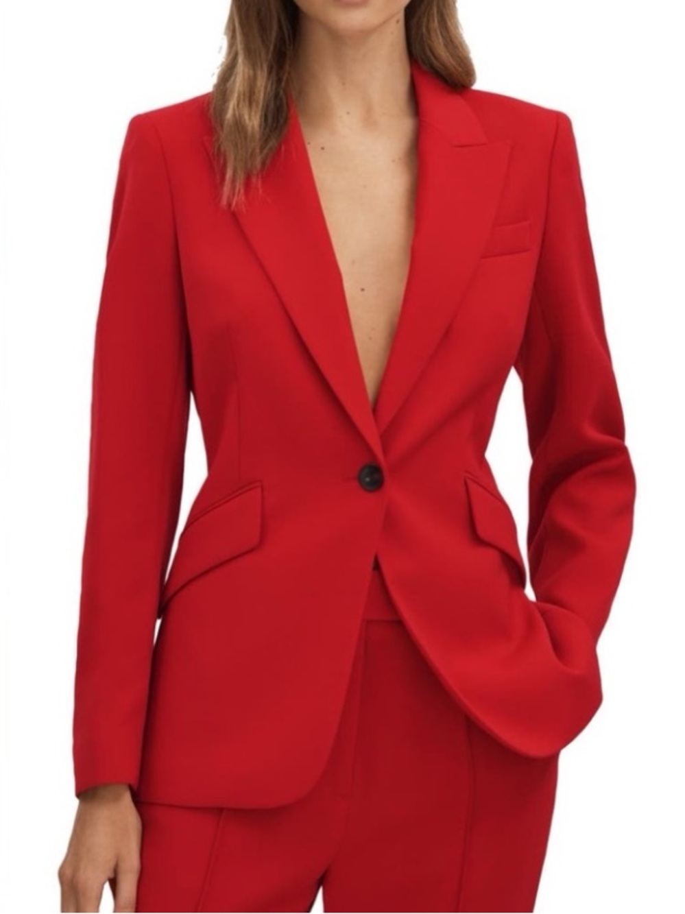 Reiss Millie Peaked Label Red Blazer Size 8
